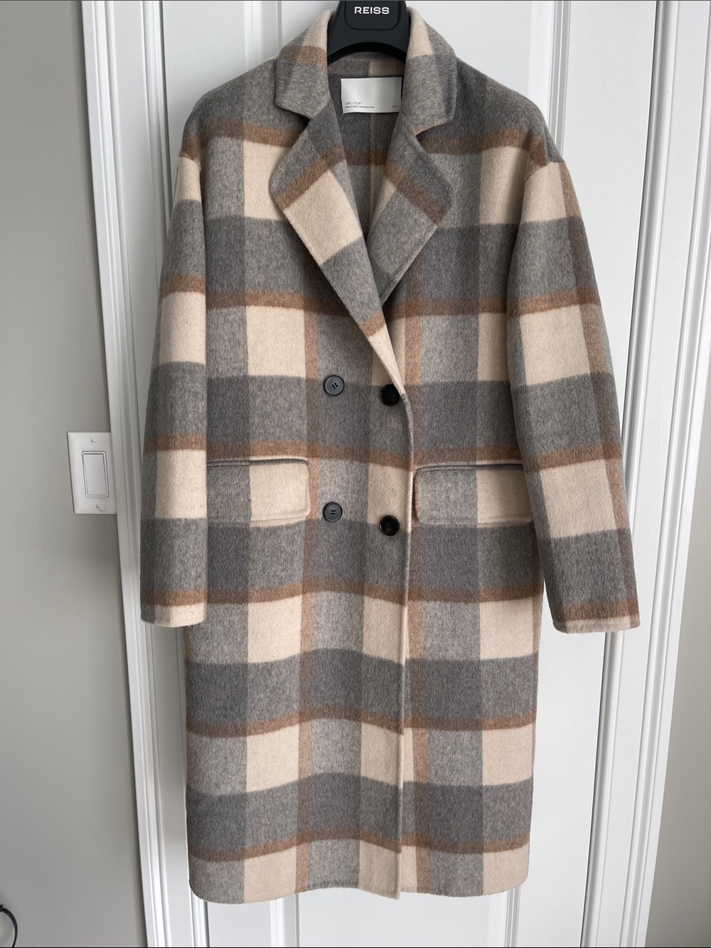 Oak & Fort Check Wool Coat